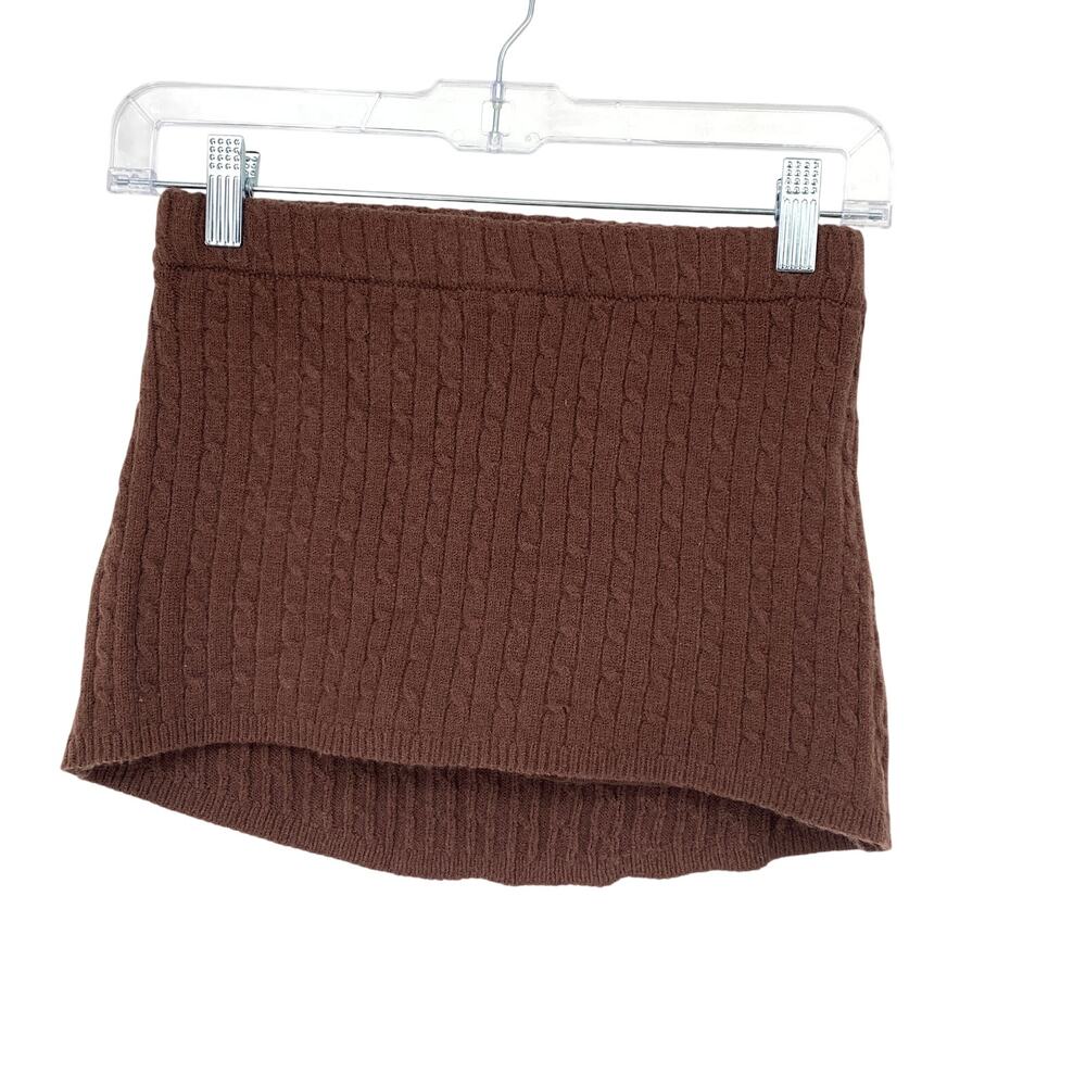Frankies Bikinis Micro Mini Skort Women's Sz Small Brown Cable Knit Mini Skirt